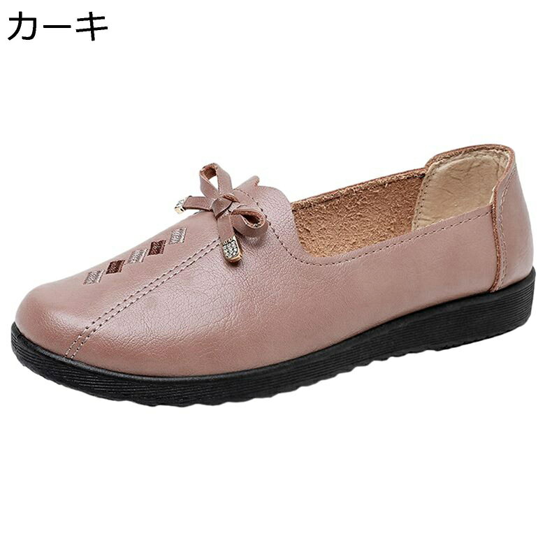 フラットシューズ 蝶結び モカシン レディース ママシューズ パンプス ローカット ラウンドトゥ ローヒール 婦人靴 シニア スリッポン 柔らか すべり止め 脱げない デイリー 春夏秋用 ギフト aiailogistics-10014222 あいあいロジスティック サンプル画像3