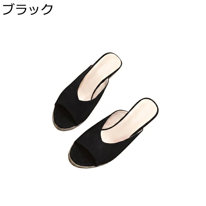 厚底サンダル レディース ウェッジソール ミュール オープントゥ ジュート風 サボサンダル 夏用 歩きやすい 脚長効果 ハイヒール 疲れにくい リゾート つっかけ 婦人靴 カジュアル