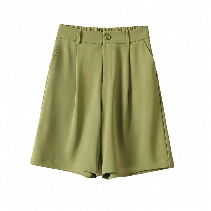 ハーフパンツ レディース ショートパンツ ハイウエスト タック 五分丈 キュロット 接触冷感 さらさら 薄手 美脚 体型カバー 着痩せ カジュアル