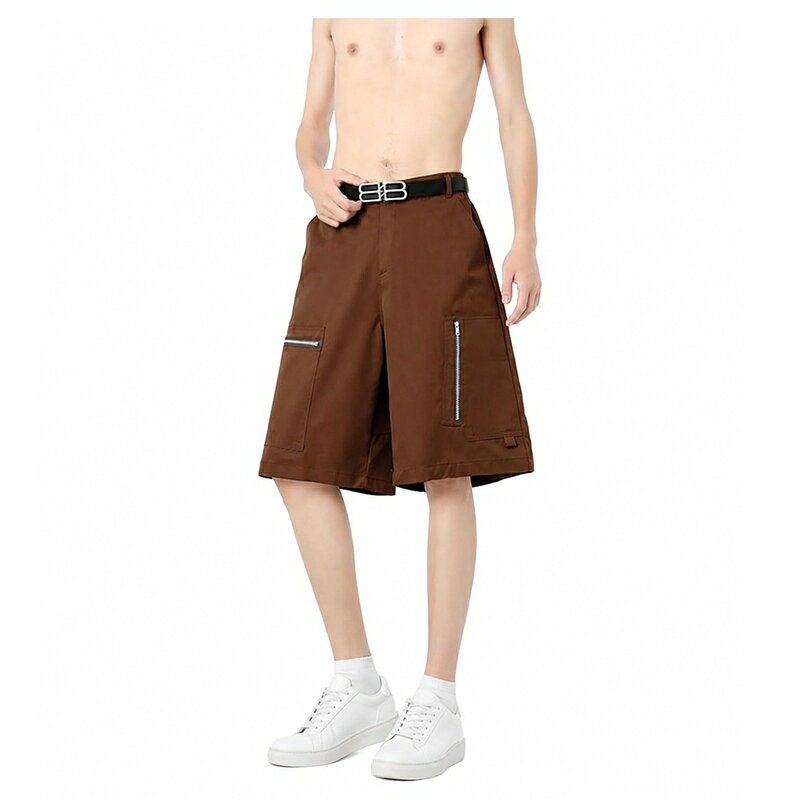 カーゴハーフパンツ メンズ ゆったり 体型カバー ショートパンツ ワイド 膝丈 カジュアル ストリート 夏服 ハーフ 5分丈 ボトムス 無地 大きいサイズ ワーク