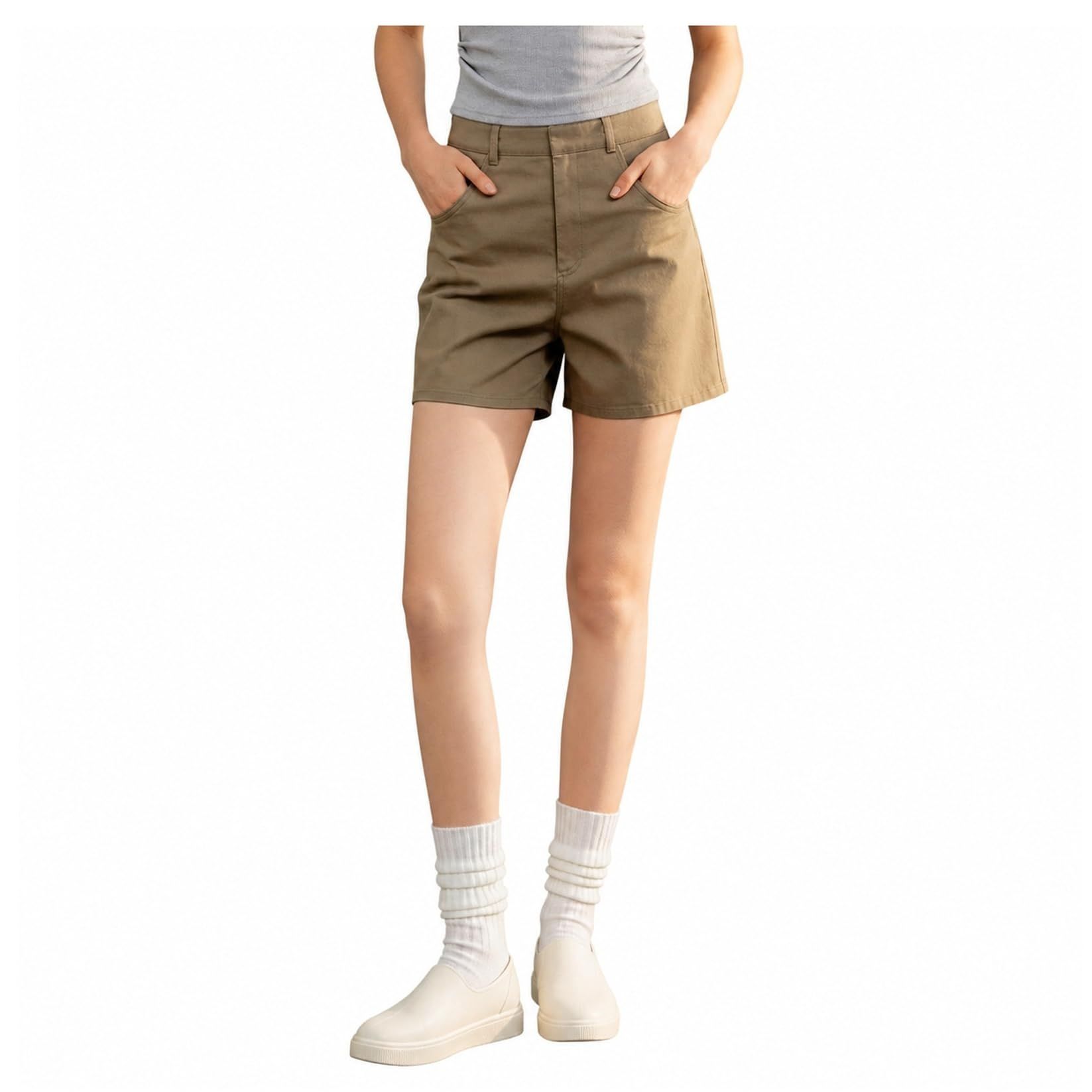 ショートパンツ レディース 体型カバー ゆったり ハーフパンツ 短パン 半ズボン ハイウエスト 膝上 Aライン 美脚 カジュアル きれいめ 通勤 お出かけ 普段着 大きいサイズ 春夏 ボトムス シンプ