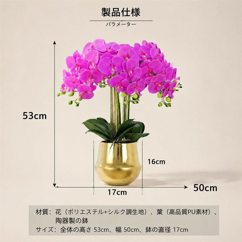 胡蝶蘭 造花 鉢植え コチョウラン リアル アートフラワー 陶器鉢付き 観葉植物 室...