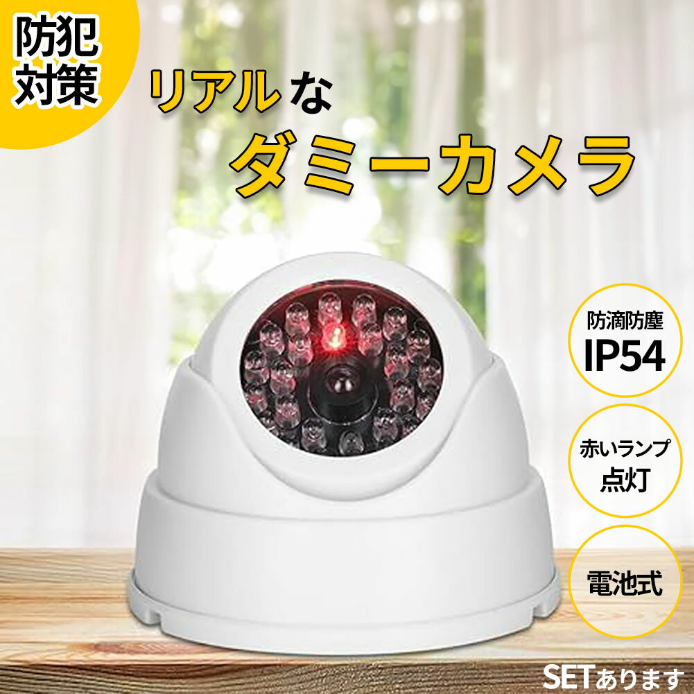 ダミーカメラ ドーム型 防犯 防犯グッズ 屋内 屋外 監視カメラ ダミー 防犯カメラ 偽物 偽 電池式 セキ..