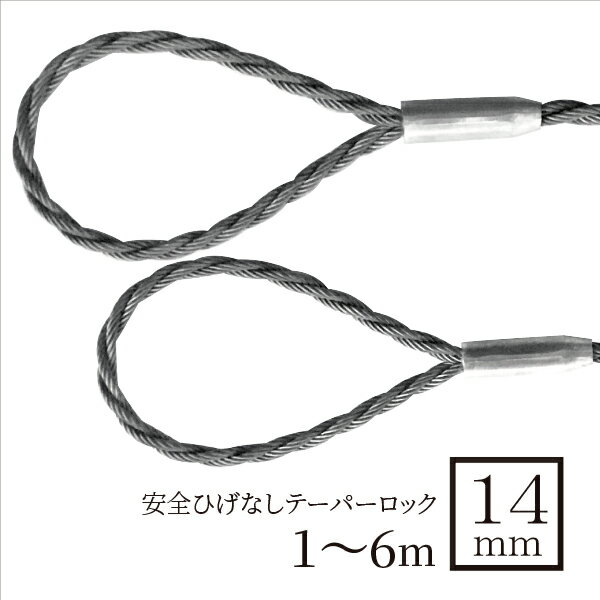 玉掛ワイヤー（ダブルロープ　安全ひげなしテーパーロック） 14mm