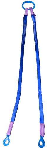 伝統のあや織で感動的な柔らかさ。だから軽く、荷に傷がつかない。荷重で異なるアイカバー色で巾が分かる。国内生産の3等級のスリングにリングとラッチフックが付いた2点吊セットです。アイビッグ　2点吊スリングラッチフックセット3.4t未満　50巾x5M