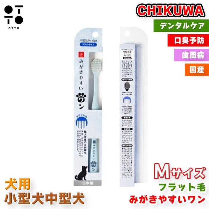 OTTO ANIMAL HEALTHのみがきやすいワン フラット毛 歯ブラシ 犬用 ドッグ dog ワンちゃん イヌ デンタルケア 歯磨き 歯周病 口臭予防 S M 小型犬 中型犬 子犬 （サイズ選択可）JAN:4560292161293 JAN:4560292161279｜アングル2