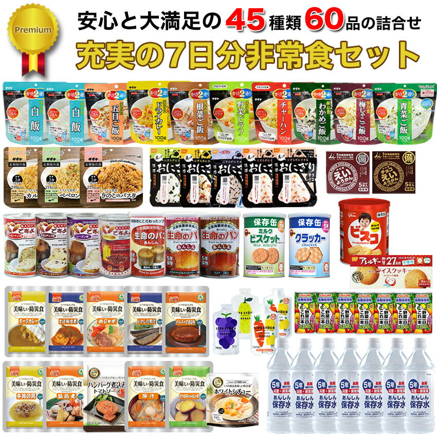 納期未定 非常食セット 7日分 5年保存 献立表付き おすすめ 美味しい 保存食 パン 缶詰 ごはん アルファ米 グルメ お菓子 防災食セット..