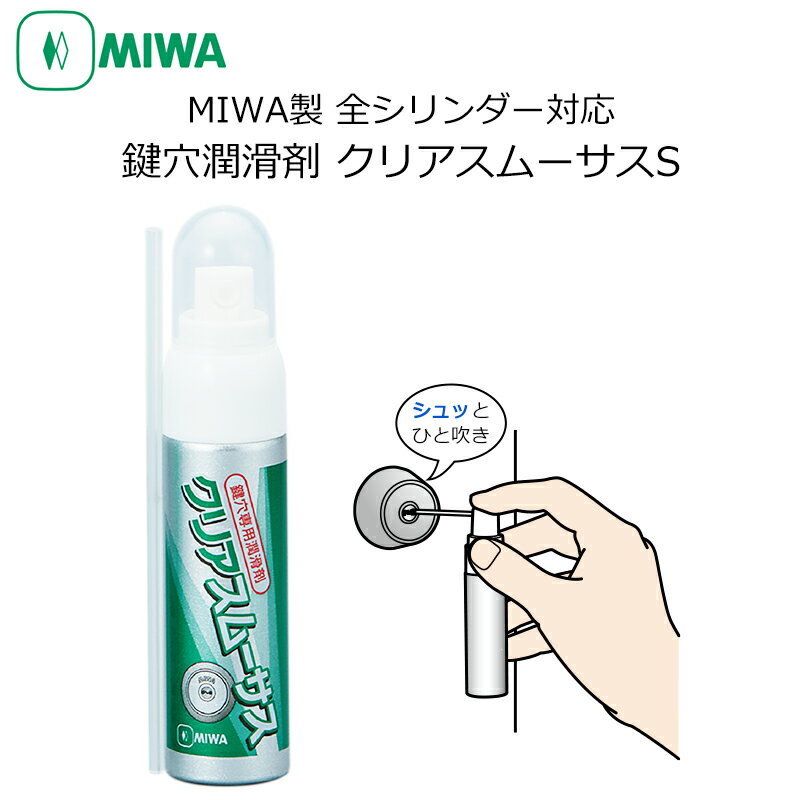 MIWA 美和ロック 鍵穴 鍵 潤滑剤 回りにくいカギに スプレー メンテナンス クリアスムーサスS 15ml