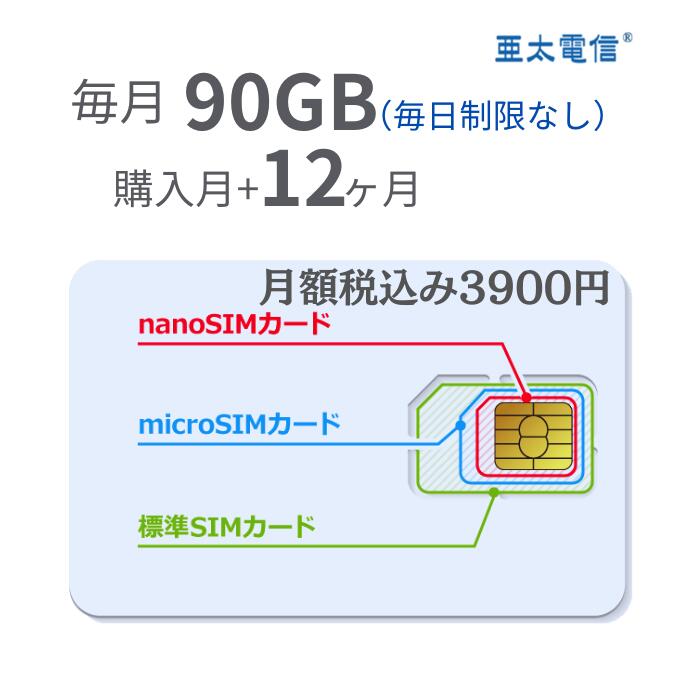 「購入月無料」毎月90GBx12ヶ月 プリペイドSIMカード キャリア直回線 日本 Japan Prepaid SIM card LTE対応 SMS認証可能 利用期限延長..