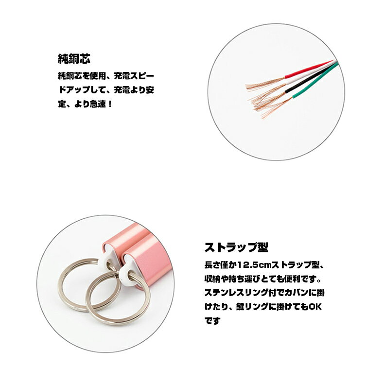 iPhoneケーブルType-CケーブルMicroUSBケーブル3in1充電ケーブル超小型ストラップ式急速充電ケーブルナイロンケーブルiPhone用Android用達便ネコネコポス送料無料