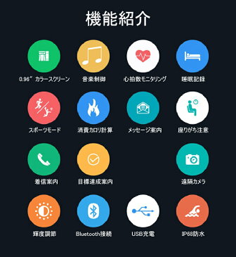 スマートウォッチ IP68防水 防塵 活動量計 心拍計 血圧計 歩数計 スマートブレスレット 消費カロリー 睡眠検測 カラースクリーン 長い待機時間 着信電話通知メッセージ表示 アプリ通知 座りがち注意 遠隔撮影 大字幕 ゆうパケット 送料無料