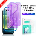 【2枚セット】 iPhone13 Mini/13/13 Pro/13 Pro Max ガラスフィルム ブルーライトカット 2.5D 0.3mm 補助枠付き 保護...