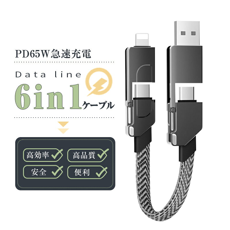 6in1 USBケーブル マルチケーブル 超便利 iPhone17 データ伝送 高速充電 480Mbps 高速データ通信 USB Type-C iPhone16/15 Air 17Pro 17ProMaxケーブル USB Type-C USB-A Micro iPhone端子用 リモートワークはこの1本で PD65W対応 【PL保険加入済み製品・安心】 aidort-10003622 愛度楽天市場店 サンプル画像2