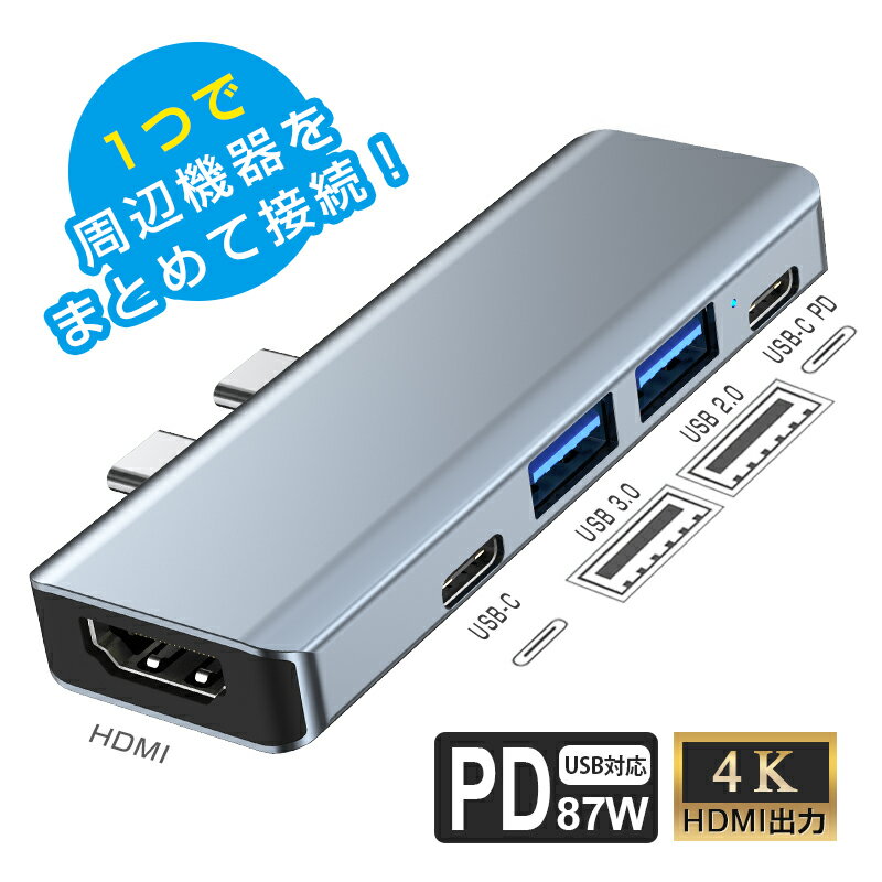 USBハブ ドッキングステーション 5in1 持ち運び便利 防熱強化 汎用性 MacBook Pro / MacBook Air対応 Thunderbolt ダ...