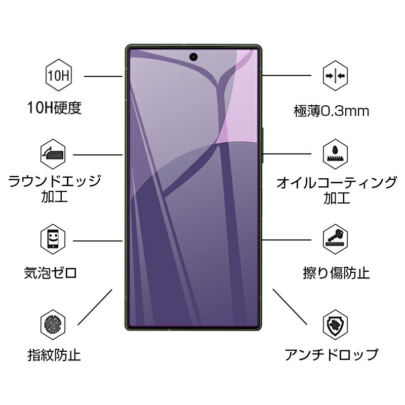 AQUOS R9 ブルーライトカット 強化ガラスフィルム AQUOS R9 SH-51E docomo スクリーン保護シート 3D全面タイプ AQUOS R9 Softbank ラウンドエッジ加工 0.3mm 超薄型 滑らか 表面硬度10H 耐衝撃 割れにくい 指紋軽減 簡単貼り付け 気泡ゼロ