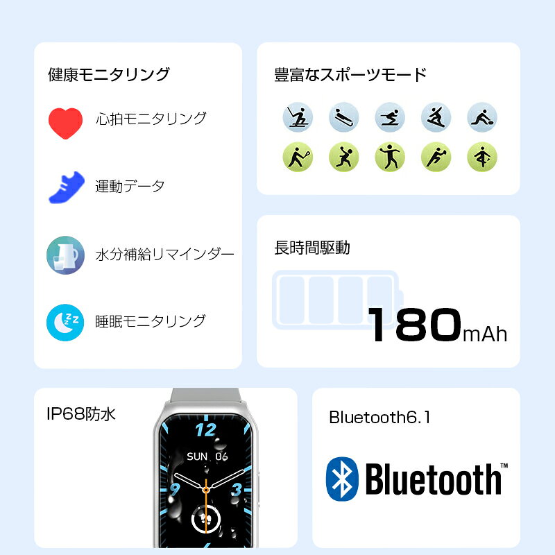 ���ޡ��ȥ����å� ���õ�ǽ�դ� 1.45���������� ���å������꡼�� Bluetooth 6.1 ���ڥץ쥤�䡼 ���񥫥��꡼ �����smart watch �ޥ����ư�⡼�� IP68�ɿ��ɿ� �����¬�� �忮/Twitter/Facebook/LINE/��å��������� ���ܸ�谷������ ��PL�ݸ������Ѥ����ʡ��¿���