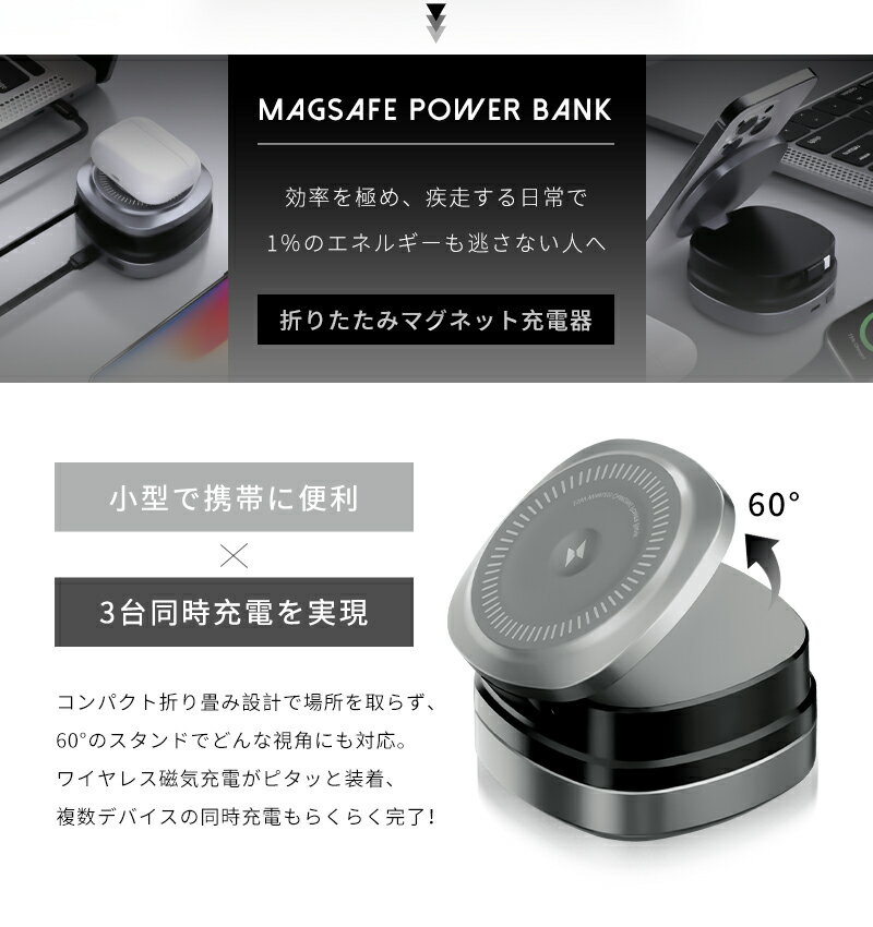 モバイルバッテリー 12000mAh大容量 巻...の紹介画像3