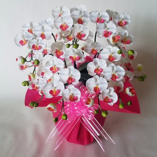胡蝶蘭-赤白 5F高さ50cm×巾40cm造花・光触媒