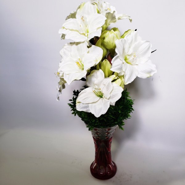 造花アーティフィシャルアマリリス 大輪　-白高さ75cm×巾30cm造花・光触媒