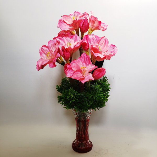造花アーティフィシャルアマリリス 大輪　-ピンク高さ75cm×巾30cm造花・光触媒