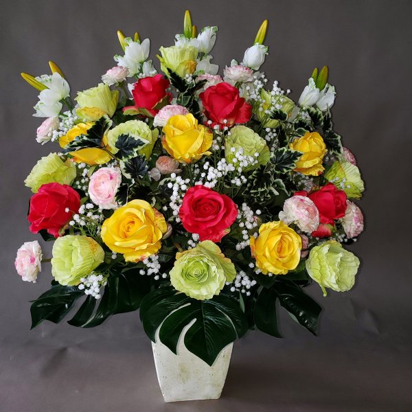 バラ大輪3色アレンジAR138【高90×幅70】【光触媒】