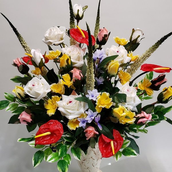 白バラ・ピンクバラMIXアレンジ　　【高75×幅50】【光触媒】