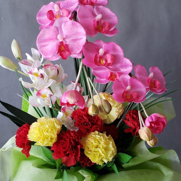 胡蝶蘭＆カーネーションAB1 造花（高40×幅25】【光触媒】