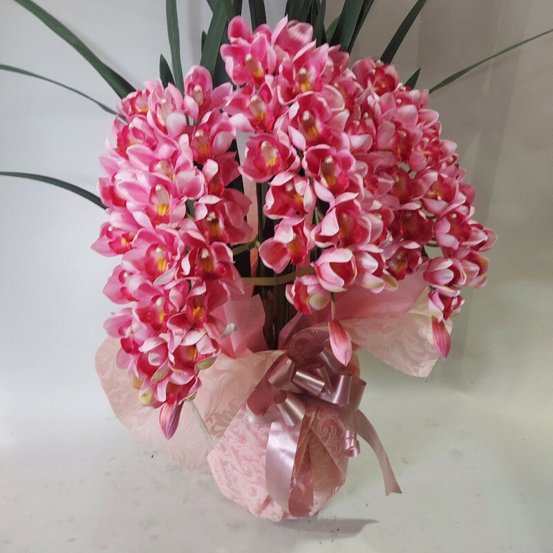 シンビジュウムM/3F/（造花）高85×幅45/光触媒　光触媒　アートフラワー　アーティフィシャルフラワー　お誕生日　母の日　引っ越し祝い　お祝い　立札無料　ラッピング無料　祝　シンビジューム