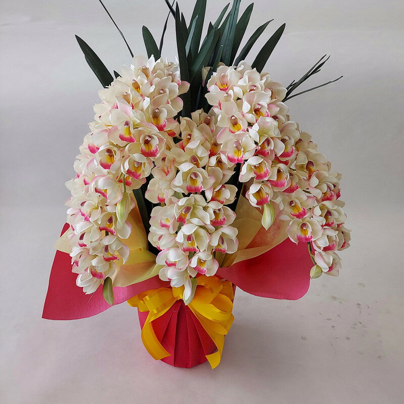 シンビジュウムM・白ピンク・5F/造花・高80×幅45/光触媒