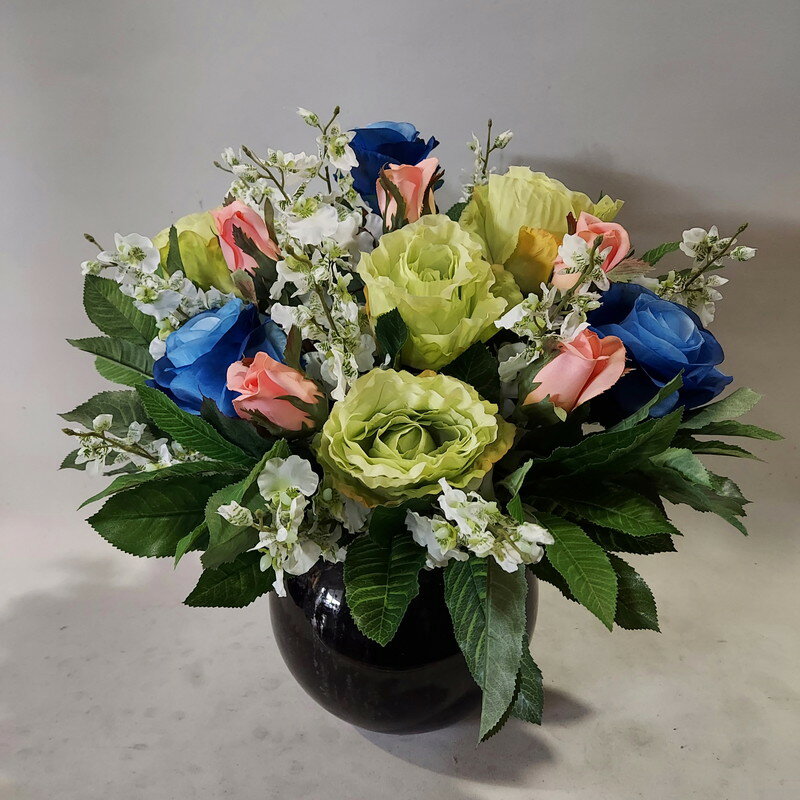 バラ3色MIXアレンジ・造花/高40×幅40・光触媒