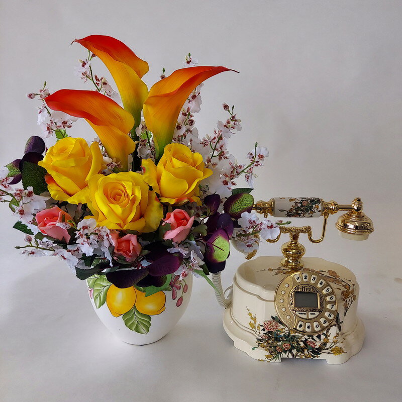 オレンジカラー＆黄バラMIX造花）・高50×幅35・光触媒