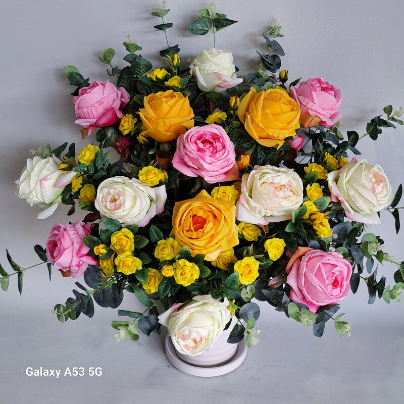 乐天商城 - 牡丹咲・赤・ピンク他MIXアレンジ/造花・高65×幅65