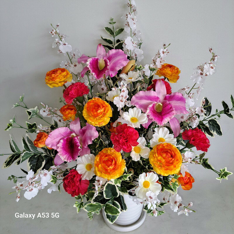 乐天商城 - カトレアMIXアレンジ・造花・高60×幅45・光触媒