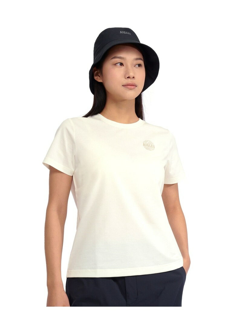 Rakuten - 【SALE／30%OFF】UVカット スリムフィット ロゴプリント半袖Tシャツ AIGLE エーグル トップス カットソー・Tシャツ ネイビー ホワイト【RBA_E】【送料無料】[Rakuten Fashion]