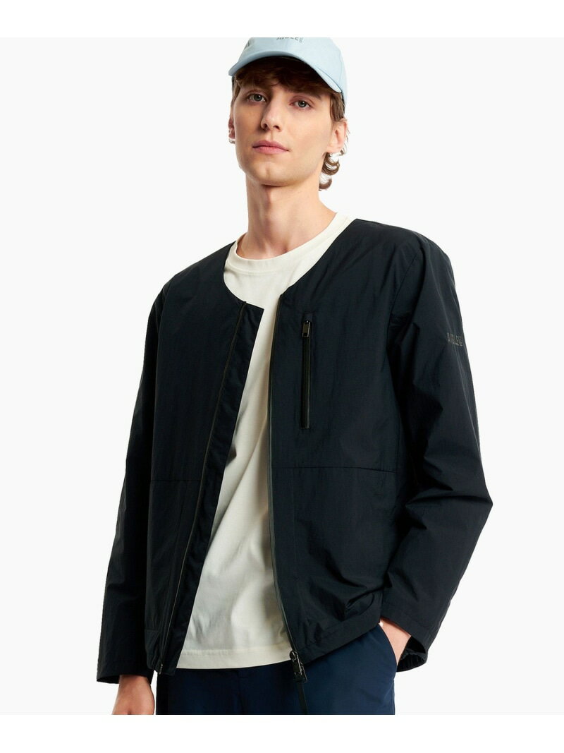 Rakuten - 撥水 ノーカラージャケット AIGLE エーグル ジャケット・アウター ノーカラージャケット ブラック ベージュ【送料無料】[Rakuten Fashion]