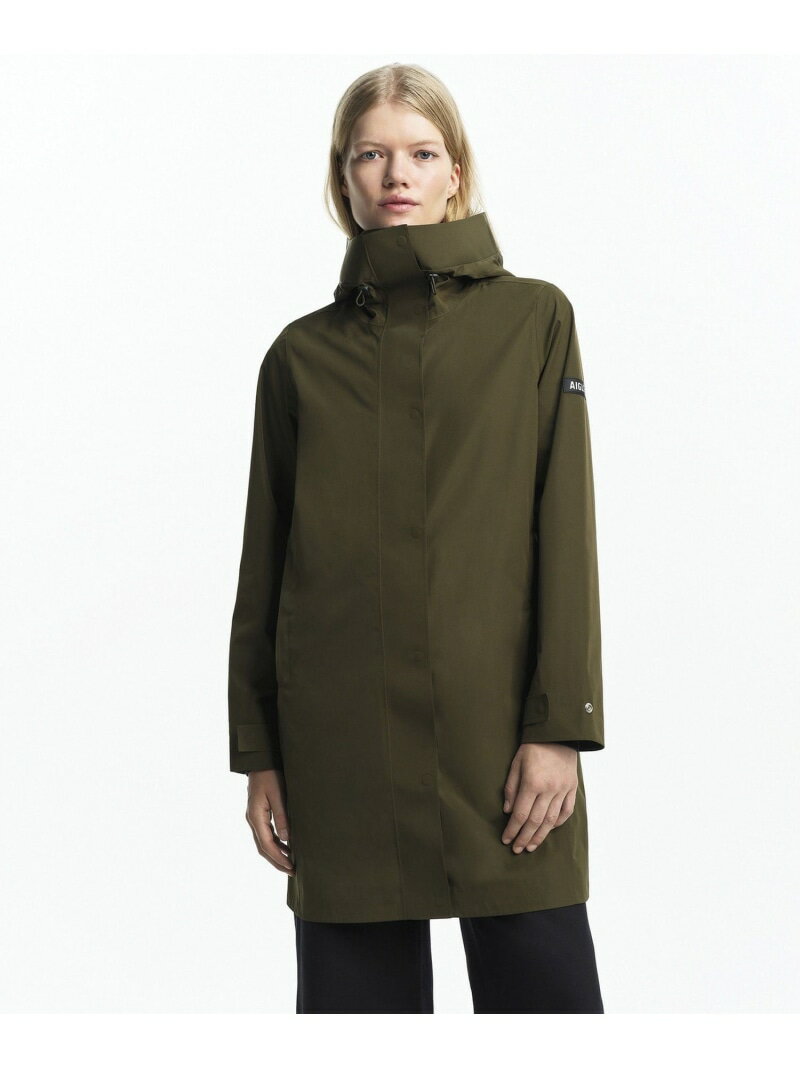 2層メンブレン仕様 透湿防水 防風 ロングフーデッドジャケット / マウンテンパーカー ミドル丈 AIGLE ..