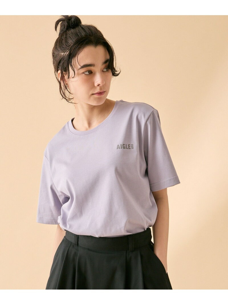吸水速乾 ロゴプリント半袖Tシャツ AIGLE エーグル トップス カットソー・Tシャツ ホワイト グリーン ブルー ブラック パープル【送料無料】[Rakuten Fashion]
