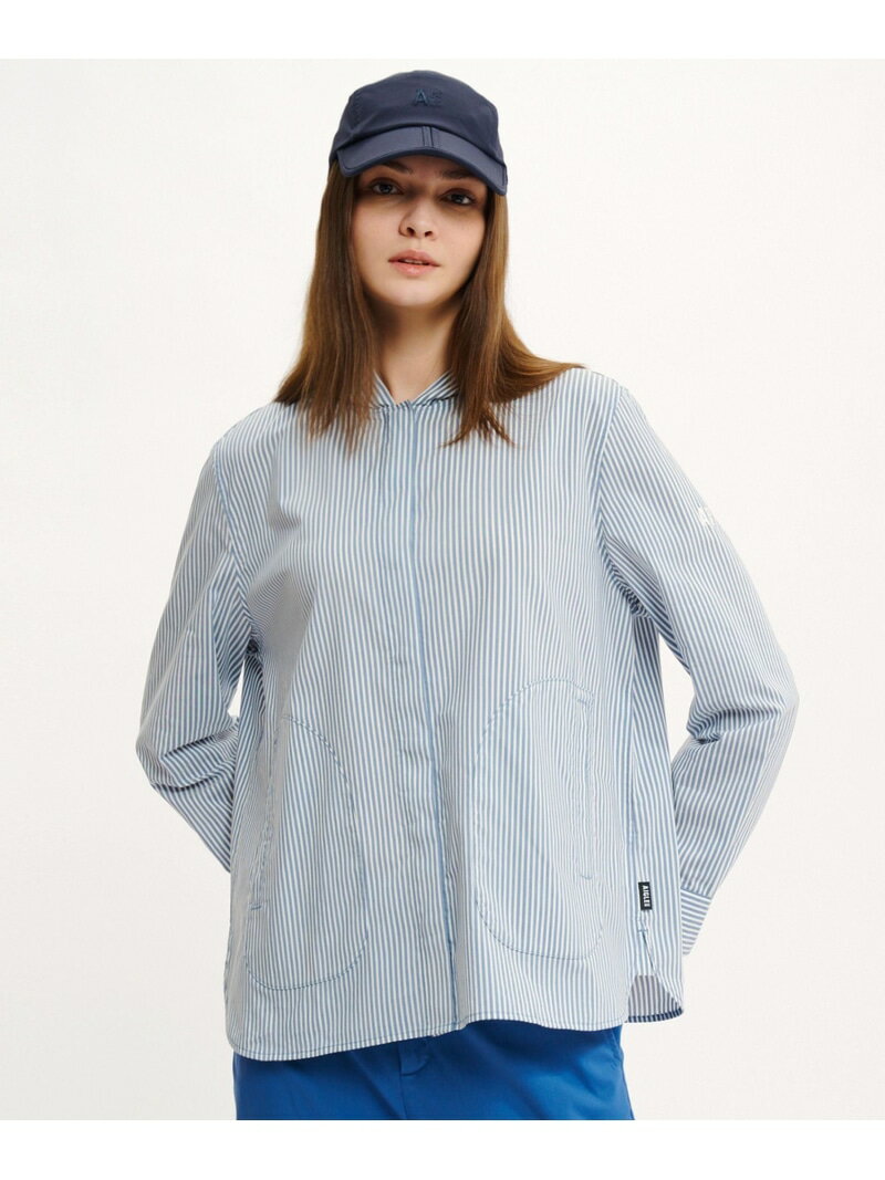 吸水速乾 フーデッドシャツジャケット AIGLE エーグル トップス シャツ・ブラウス ブルー ブラウン【送料無料】[Rakuten Fashion]