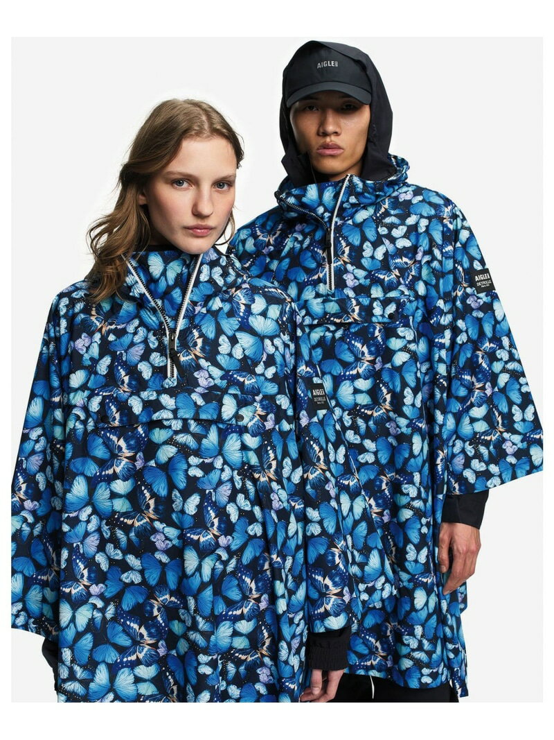 Rakuten - 【DEYROLLE】 透湿防水 2.5レイヤー パッカブルポンチョ AIGLE エーグル ジャケット・アウター レインコート ブルー【送料無料】[Rakuten Fashion]