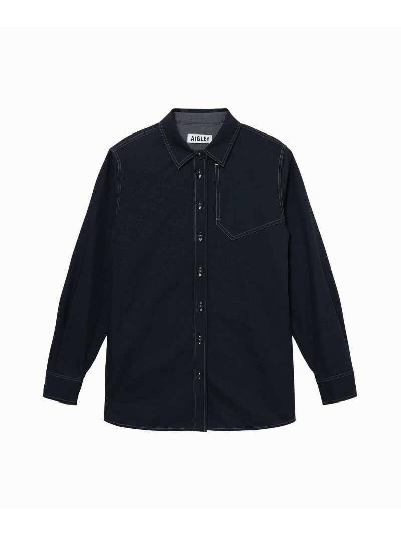 Rakuten - 【SALE／40%OFF】THERMOLITE 保温軽量 ダブルステッチロングスリーブシャツ AIGLE エーグル トップス シャツ・ブラウス ネイビー【RBA_E】【送料無料】[Rakuten Fashion]