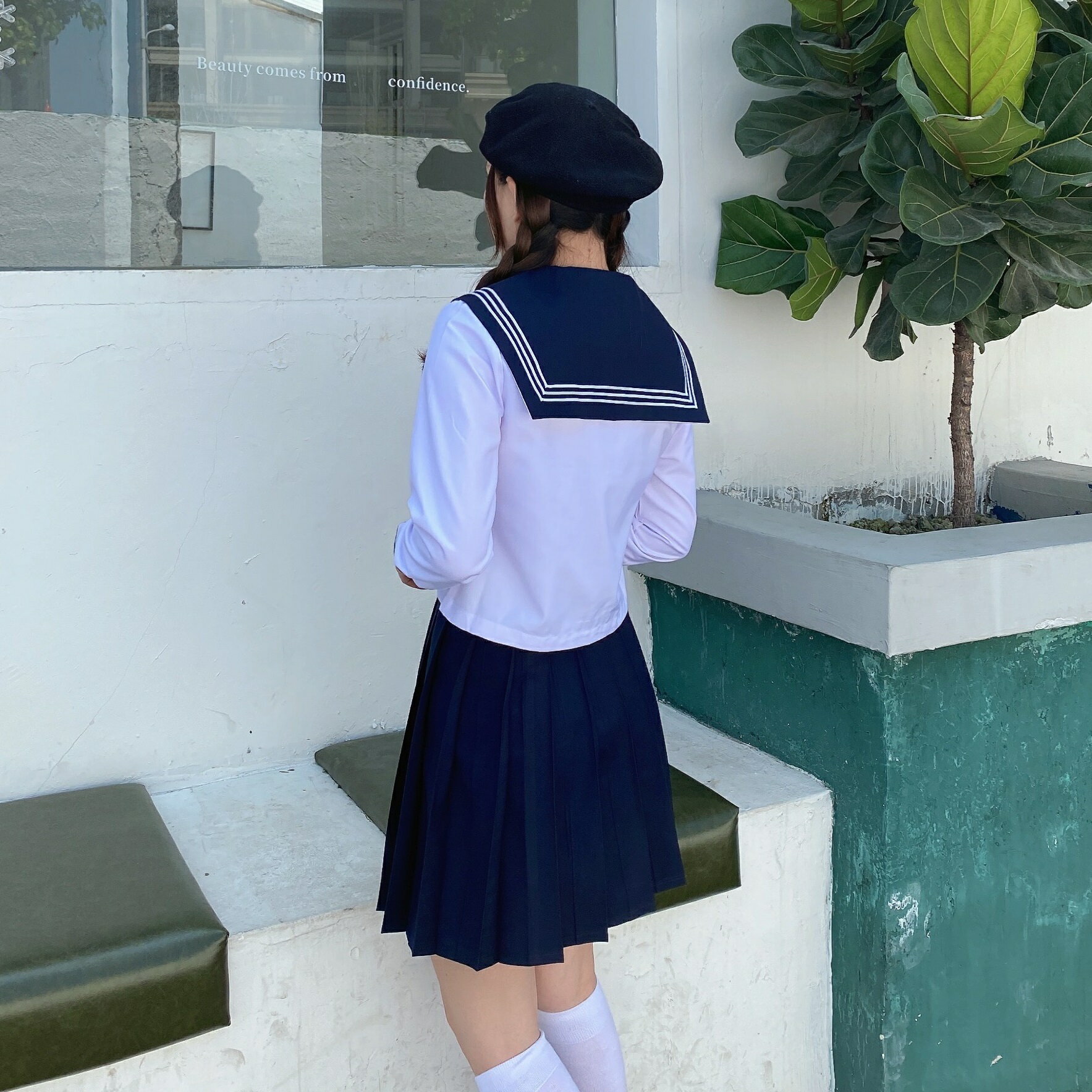 【コスプレホリック】セーラー服 コスプレ 白 本格生地 長袖 制服 学生服 JK 女子高生 大きいサイズ ハロウィン 3