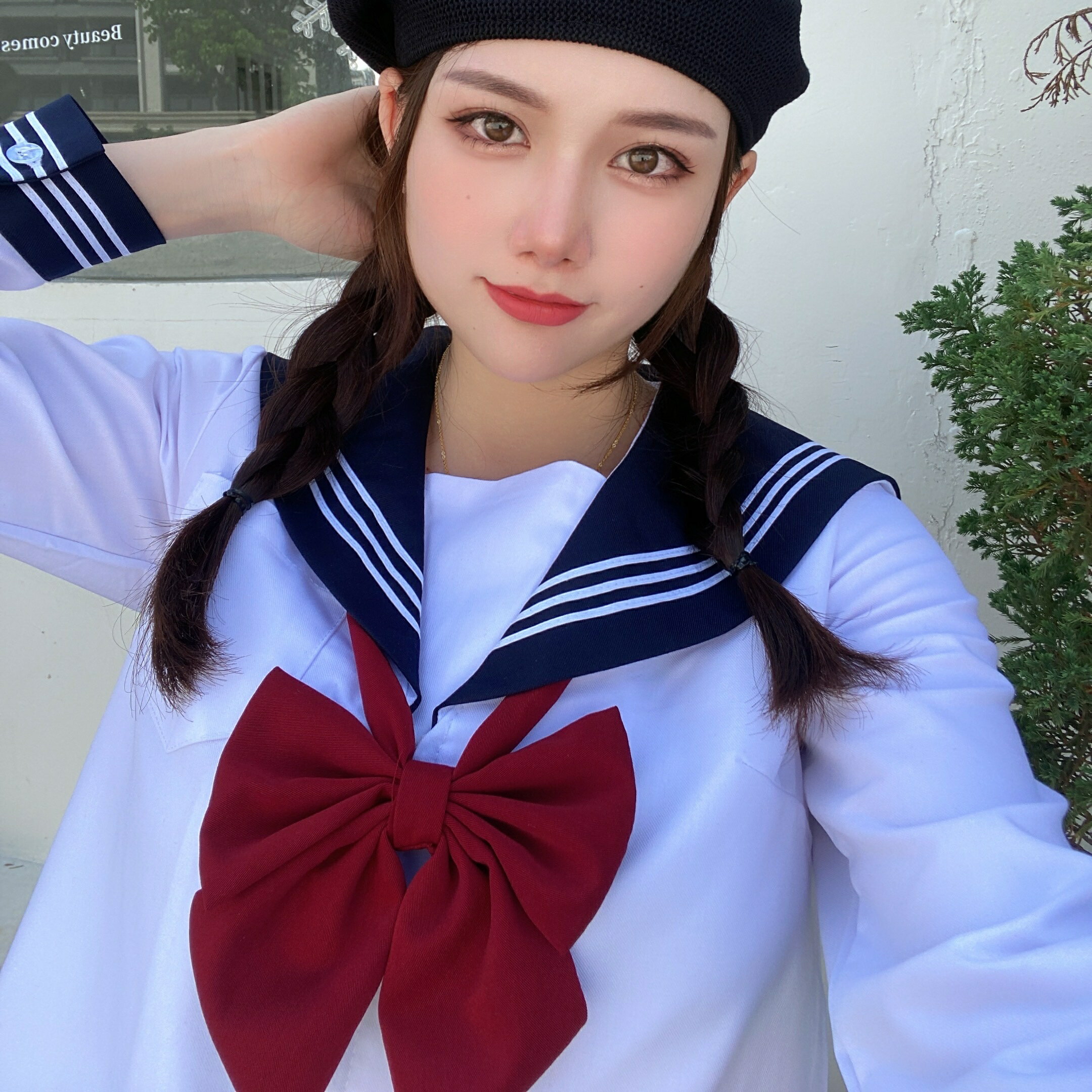 【コスプレホリック】セーラー服 コスプレ 白 本格生地 長袖 制服 学生服 JK 女子高生 大きいサイズ ハロウィン