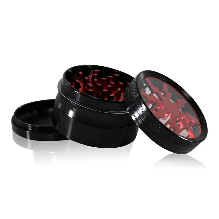 クリアトップライトニングボルト 4ピースグラインダー （レッド）/ 4-Piece Grinder Clear Top Lightning Bolt（63mm）
