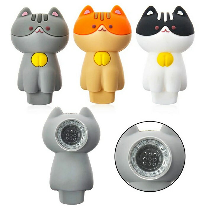 シリコン キャット ハンドパイプ / ガラスボウル [ 105mm ] - Silicone Cat Hand Pipe / Glass Bowl [ 105mm ]