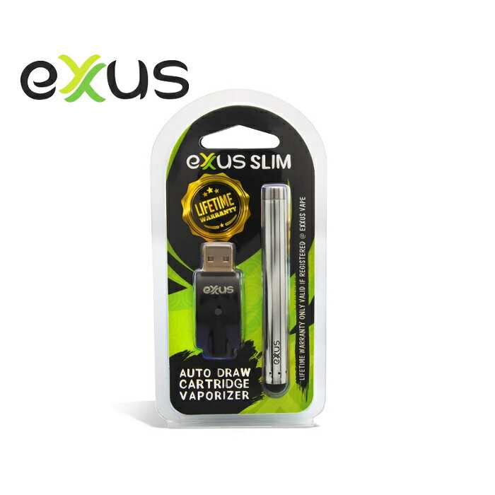 ■商品名　　：Exxus Vape Slim Auto Draw Cartridge Vaporizer ■メーカー　：Exxus Vape(カリフォルニア州) ■サイズ　　：85mm x 10mm ■バッテリー：280mAh(内臓バッテリー) ■使用　　　：510スレッド対応 ■カラー　　：シルバー ■付属品　　：USB充電器 ■注意：モニターの発色によって実際の物と異なって見える場合が御座います。▼商品詳細 Exxus Vape（カリフォルニア州）より、ペンスタイルのシンプルなバッテリーユニット「Exxus Vape Slim Auto Draw Cartridge Vaporizer」です。510スレッドアトマイザーカートリッジ対応・280mAhバッテリー搭載の携帯に便利なスリム・軽量＆ポケットサイズで、スタイリッシュなデザイン。自動ドロー機能は吸い込む事で簡単にエクサススリムをアクティブにする事が出来ます。数回のセッション後、付属のUSB充電器で簡単に充電する事ができます。先端にはタッチスクリーンで使用可能なゴム製のスタイラスが付属。oil vaporizer 電子タバコ Vape ベイプ CBDオイル CBDリキッド ベポライザーの喫煙雑貨としてご利用いただけます。 ※注意：初回は必ずフル充電（USB充電器ランプ：グリーン）してからご使用下さい。充電を行わなかった場合、バッテリーの破損や寿命を縮める可能性があります。不具合があった場合、返品交換対応は行っておりません。