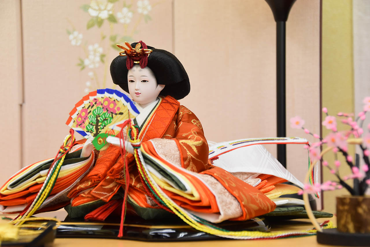 雛人形 親王飾り コンパクト で おしゃれ　な かわいい 木製 おすすめ の 親王飾り 初節句 に おすすめ 女の子 の お祝いに 【立花桜ピンク】