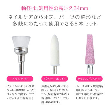 ビットセット【プロが選んだ8本セット】Nail Drill bit set <ネイルマシン用/プチトル・ネイルラボ・ミニローロにも対応/本格>