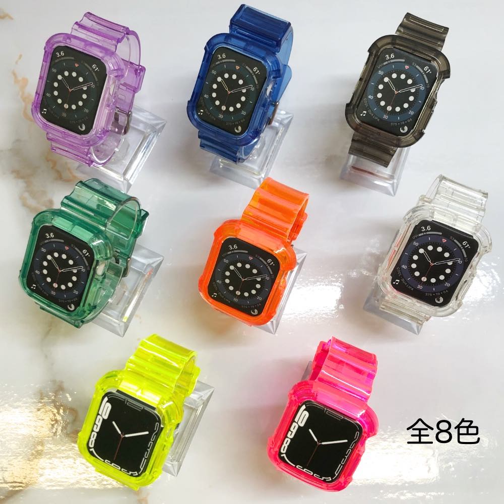 Apple Watch 保護ケース一体型 バンド クリア 透明 耐衝撃 アップルウォッチ ベルト カバー Ultra 2/1 Series 10 9 8 7 S...