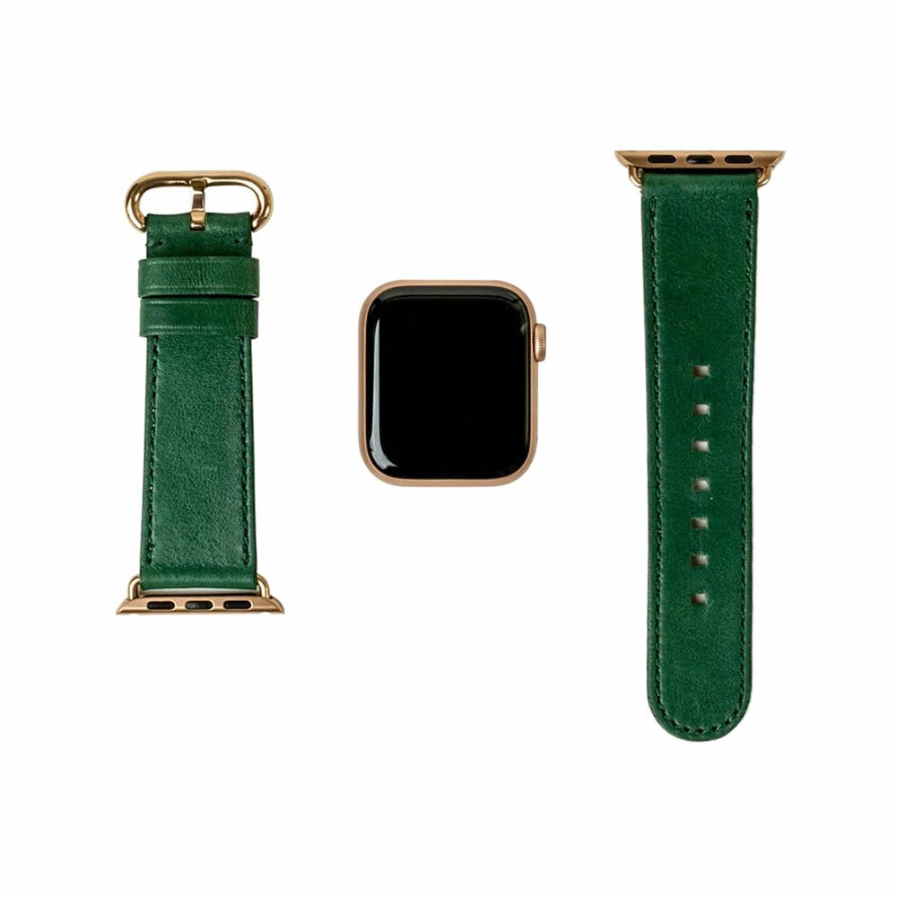 alto Leather Strap for Apple Watch フォレストグリーン（ゴールド金具）41mm/40mm/38mm アップルウォッチ交換バンド 本革イタリアンレザー