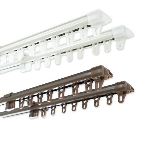 カーテンレール ダブル ユニテックパロマ 伸縮式 機能レール「エコノ」1.0m 2.0m 3.0m ホワイト ブラウン